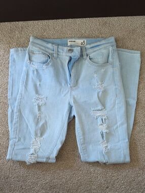 Garage Light Blue Distressed Skinny Jeans